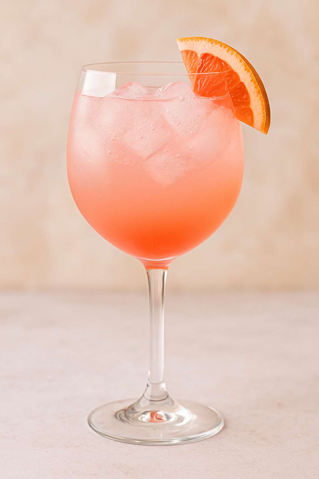 Pinky Promise cocktail in a gin goblet with grapefruit slice