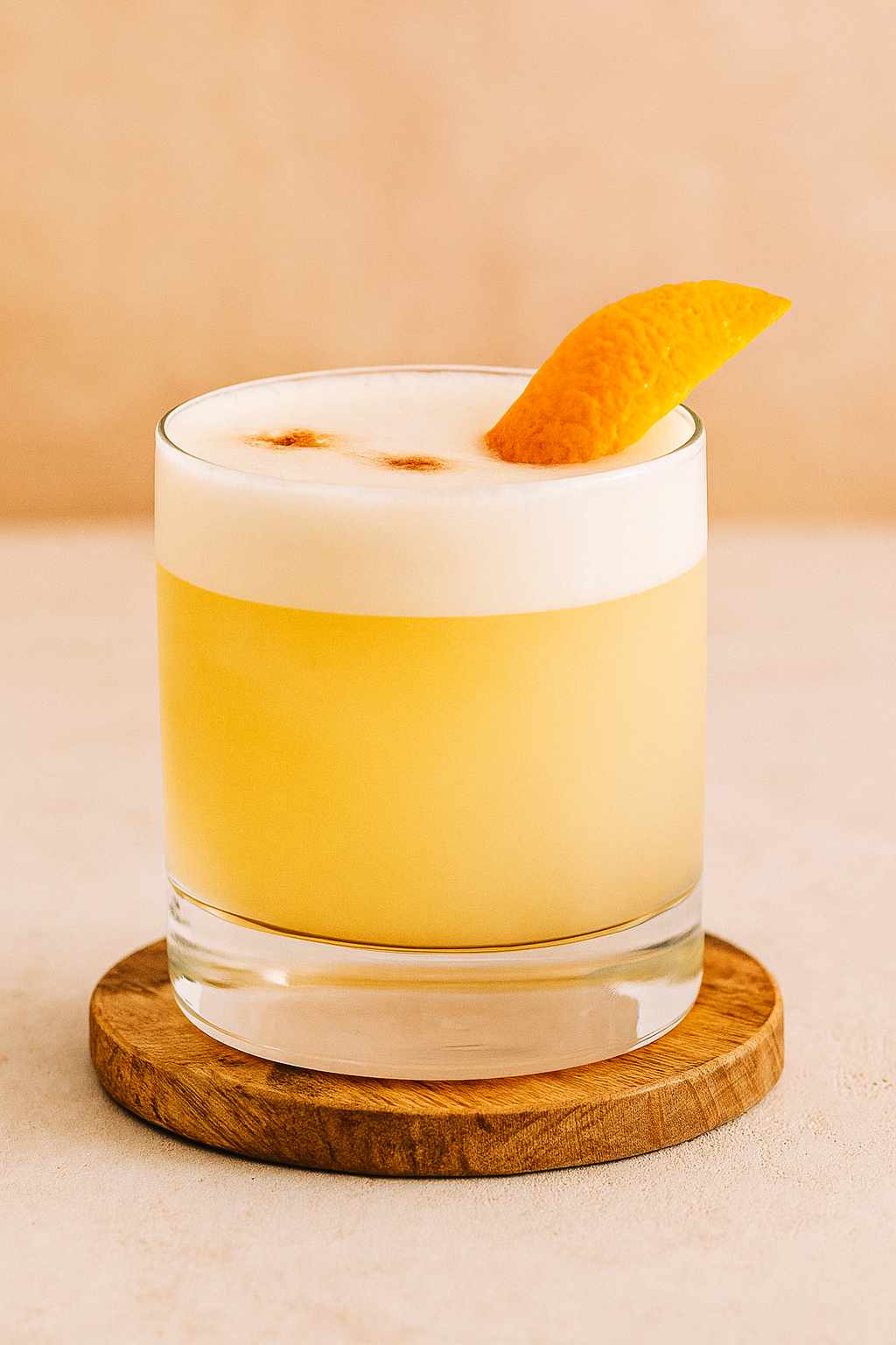 Whiskey Sour cocktail with frothy egg white top and Angostura bitters
